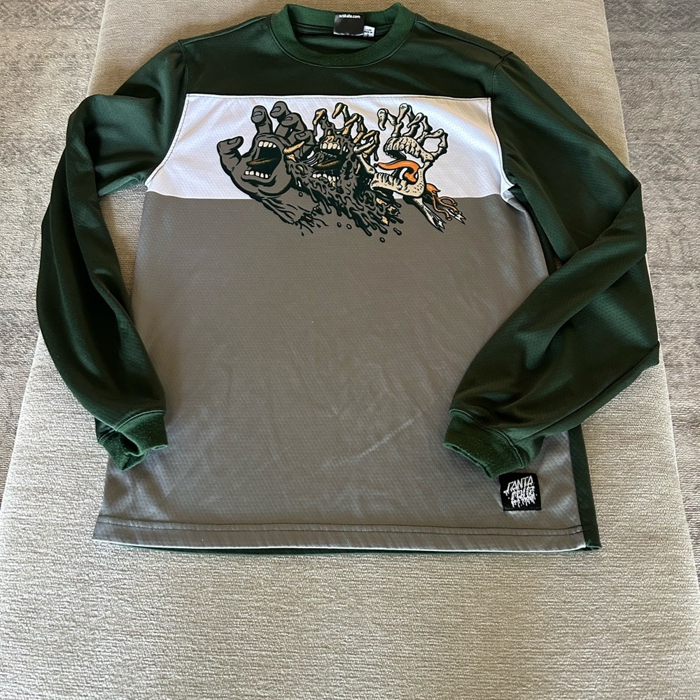 Santa Cruz Skateboards Green and Gray Graphic Long Sleeve Tee